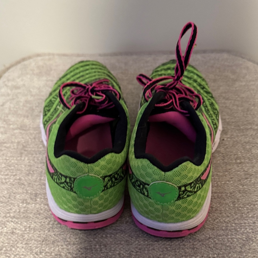 Mizuno Women's Vibrant Green and Pink Athletic Shoes - Picture 3 of 4